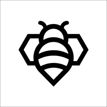 Bee logo vector in modern line style Stock Illustration