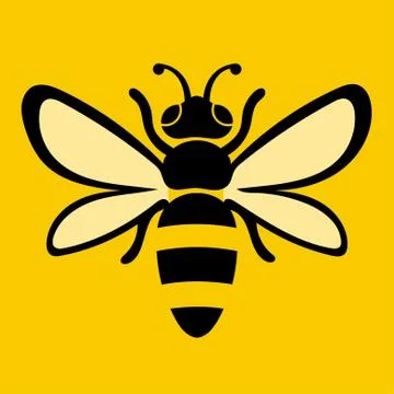 Bee logo with a yellow background Stock Illustration