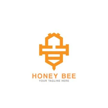 Bee logotype design concept template stylized business logo idea. Stock Illustration