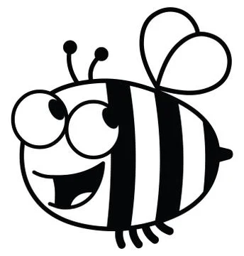 Bee Looking Up-Black and White Stock Illustration