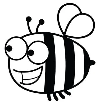Bee Looking Forward-Black and White Stock Illustration