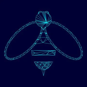 Bee low poly triangulation triangulated polygonal electric cyan blue vibrant  Иллюстрация