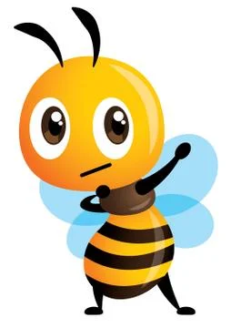 Bee making dab arms gesture presenting popular internet meme pose Stock-Illustration