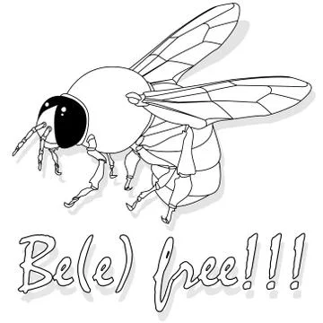 Bee monochrome illustration - vector text quotes and bee drawing. Lettering p Stock Illustration