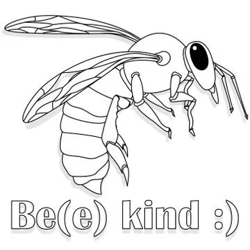 Bee monochrome illustration - vector text quotes and bee drawing. Lettering p Stock Illustration