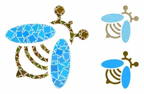 Bee Mosaic Icon of Unequal Elements Illustrazione stock
