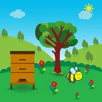 Bee in nature Stock Illustration