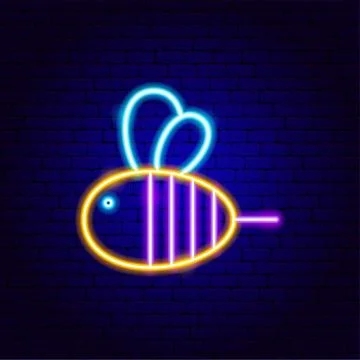 Bee Neon Sign Stock Illustration