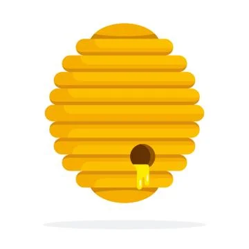 Bee nest with honey flat isolated Stock Illustration