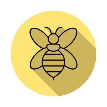 Bee outline icon in long shadow style Stock Illustration