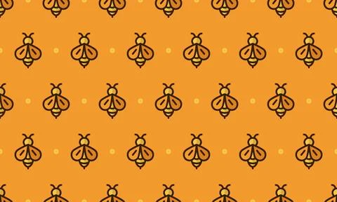 Bee pattern with cartoon bee characters. Seamless bee background. Summer an.. Stock Illustration