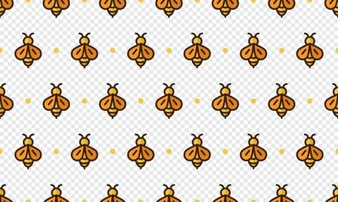 Bee pattern with cartoon bee characters. Seamless bee background. Summer an.. Stock Illustration