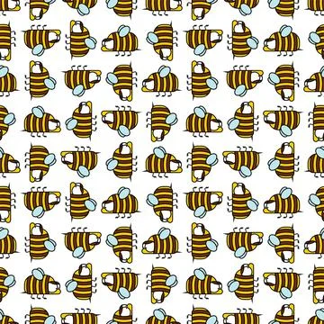 Bee pattern seamless. bees and hives background vector. Baby fabric ornament Stock Illustration