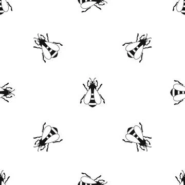 Bee pattern seamless black Stock Illustration