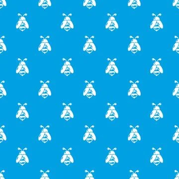 Bee pattern seamless blue Stock Illustration