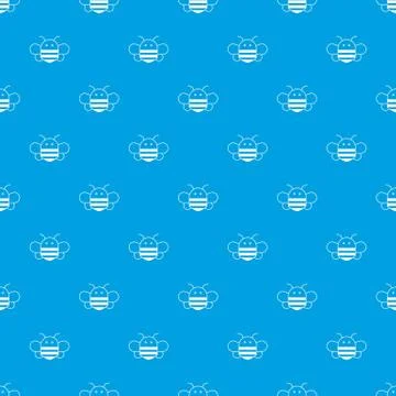 Bee pattern seamless blue Stock Illustration