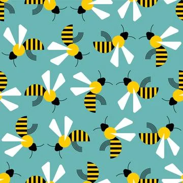 Bee pattern seamless. insect honeybee background. Baby fabric texture Stock Illustration