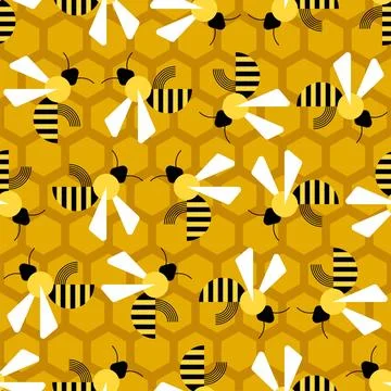 Bee pattern seamless. insect honeybee background. Baby fabric texture Stock Illustration