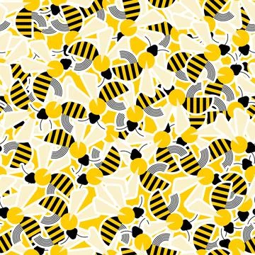 Bee pattern seamless. insect honeybee background. Baby fabric texture Stock Illustration