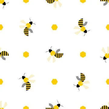 Bee pattern seamless. insect honeybee background. Baby fabric texture Illustrazione stock