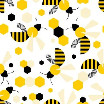 Bee pattern seamless. insect honeybee background. Baby fabric texture Stock Illustration