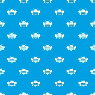 Bee pattern vector seamless blue Stock Illustration