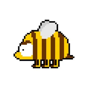 Bee pixel art 8 bit. pixelated honeybee 8bit vector illustration Stock Illustration