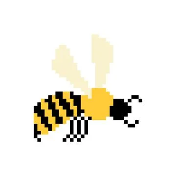 Bee pixel art. insect honeybee 8 bit. Stock Illustration