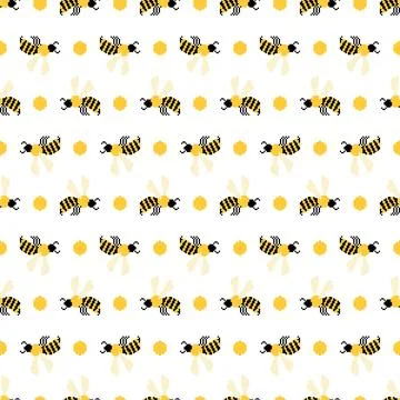 Bee pixel art pattern seamless. insect honeybee 8 bit background. Baby fabr.. Illustrazione stock
