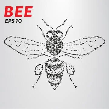 Bee points. Vector drawing of a bee consists of circles. Stock Illustration