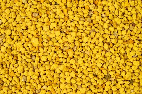Bee pollen textured background. Close up, directly above. Stock Photos