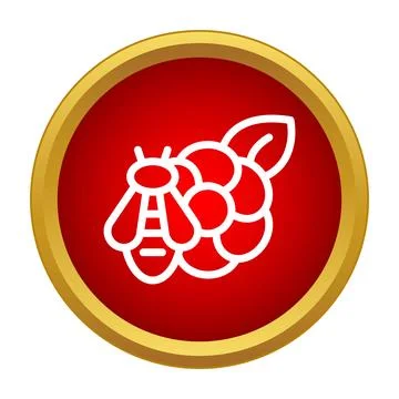 Bee pollinating raspberry fruit icon representing agriculture Stock Illustration