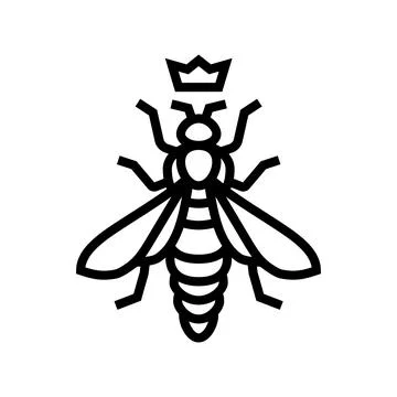 Bee queen crown icon line icon vector illustration Stock Illustration