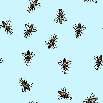 Bee queen crown icon vector seamless pattern Stock Illustration
