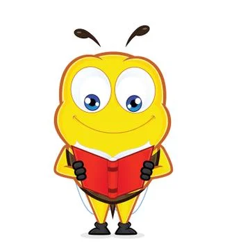 Bee reading a book Illustrazione stock