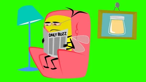 Bee on red sofa shakes in green screen beehive Stock Footage 289213066