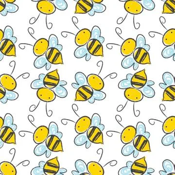 Bee seamless pattern background. Vector EPS 10 Stock Illustration