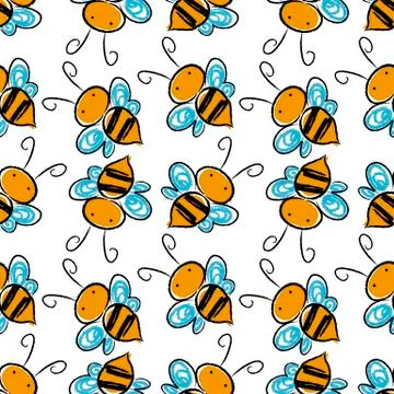 Bee seamless pattern background. Vector 스톡 일러스트