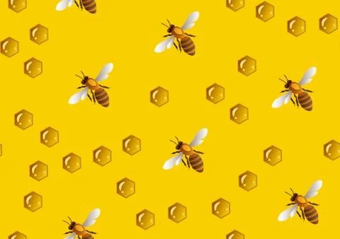 Bee seamless pattern background . Vector bee background. イラスト素材