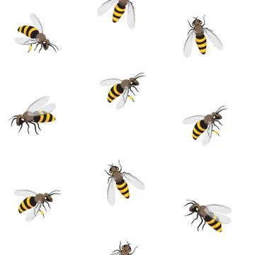 Bee seamless pattern. Honey bee vector illustration. EPS10. Stock Illustration
