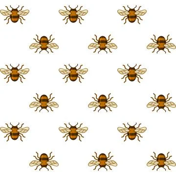 Bee Seamless Pattern on White Background. Vector イラスト素材