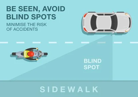 Bee seen, avoid blind spots to minimise the risk of accident. Top view of a bike Stock Illustration