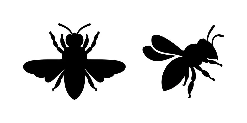 Bee silhouette icon set vector on white background Ilustración de archivo