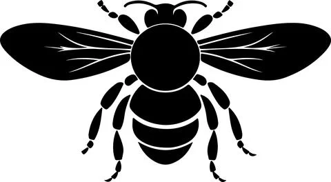 Bee Silhouette Vector Illustration White Background Stock Illustration