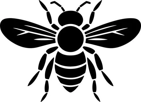 Bee Silhouette Vector Illustration White Background Stock Illustration
