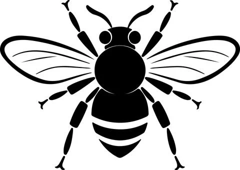 Bee Silhouette Vector Illustration White Background Stock Illustration
