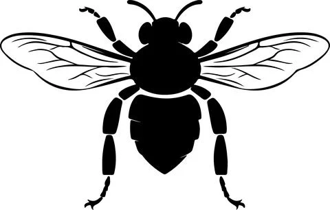 Bee Silhouette Vector Illustration White Background Stock Illustration