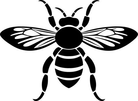 Bee Silhouette Vector Illustration White Background Stock Illustration