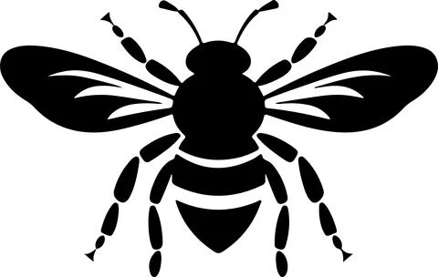 Bee Silhouette Vector Illustration White Background Stock Illustration