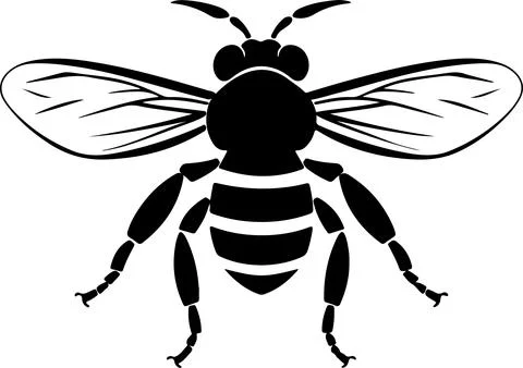 Bee Silhouette Vector Illustration White Background Illustrazione stock